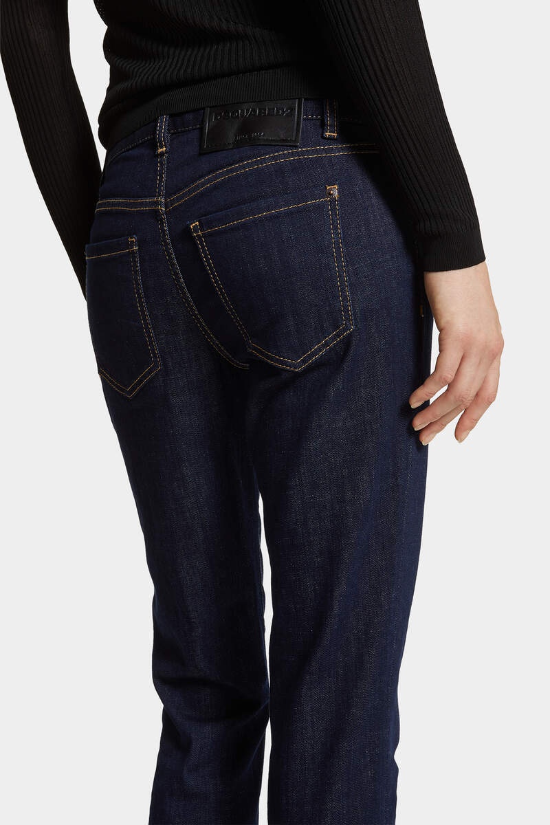 DARK RINSE WASH MEDIUM WAIST TWIGGY JEANS - 5