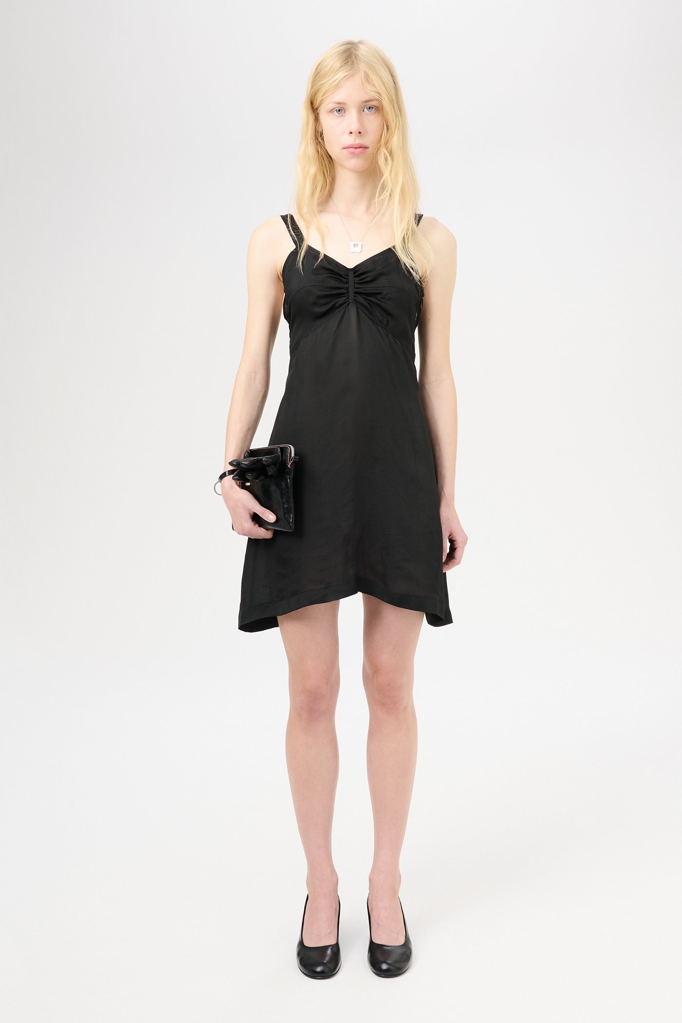 Apron Dress Noir Stripe Sheer Viscose Silk - 2