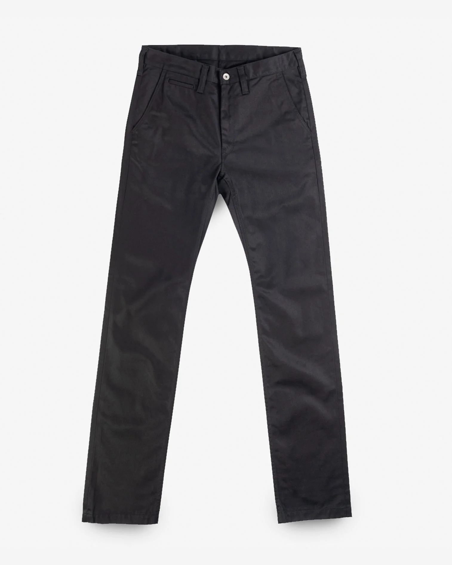 IH-721-BLK 9OZ MERCERISED SELVEDGE COTTON SLIM TAPERED CHINOS - BLACK - 1