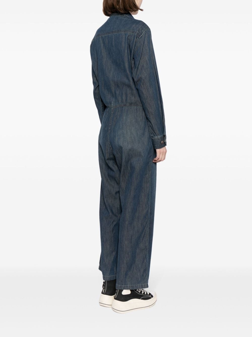 open-front denim jumpsuit - 4