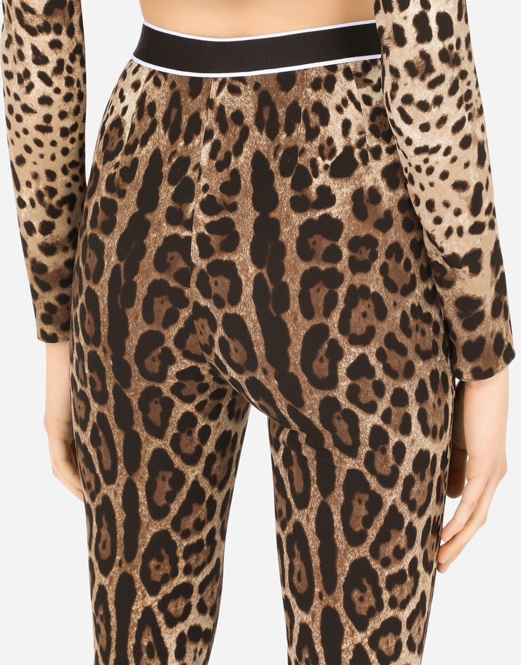 Leopard-print charmeuse leggings with branded elastic - 5