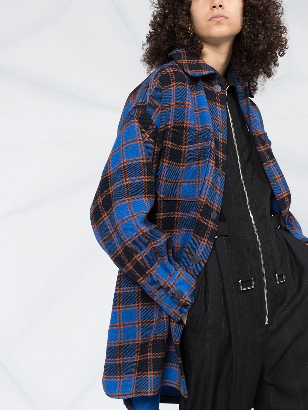 oversized plaid shirt coat  - 5