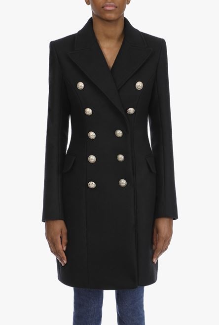 Double-breasted black wool coat - 5