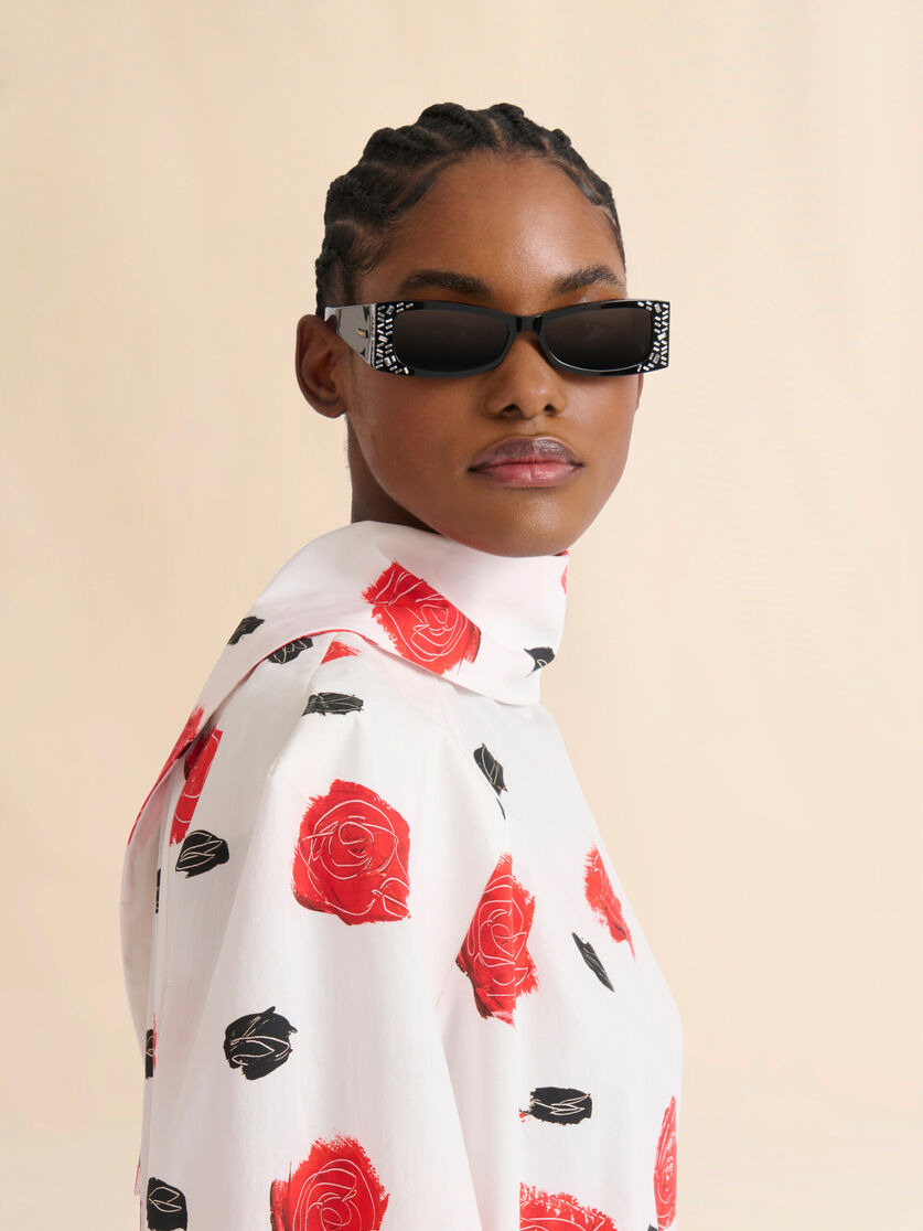 BLACK ACETATE ZOKOA SUNGLASSES WITH RHINESTONES - 2