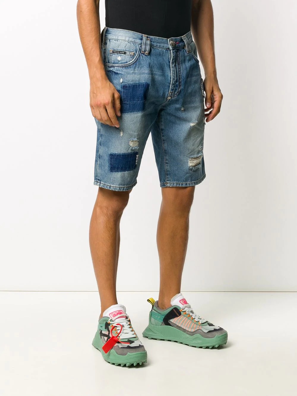 Skull On Fire denim bermudas  - 3