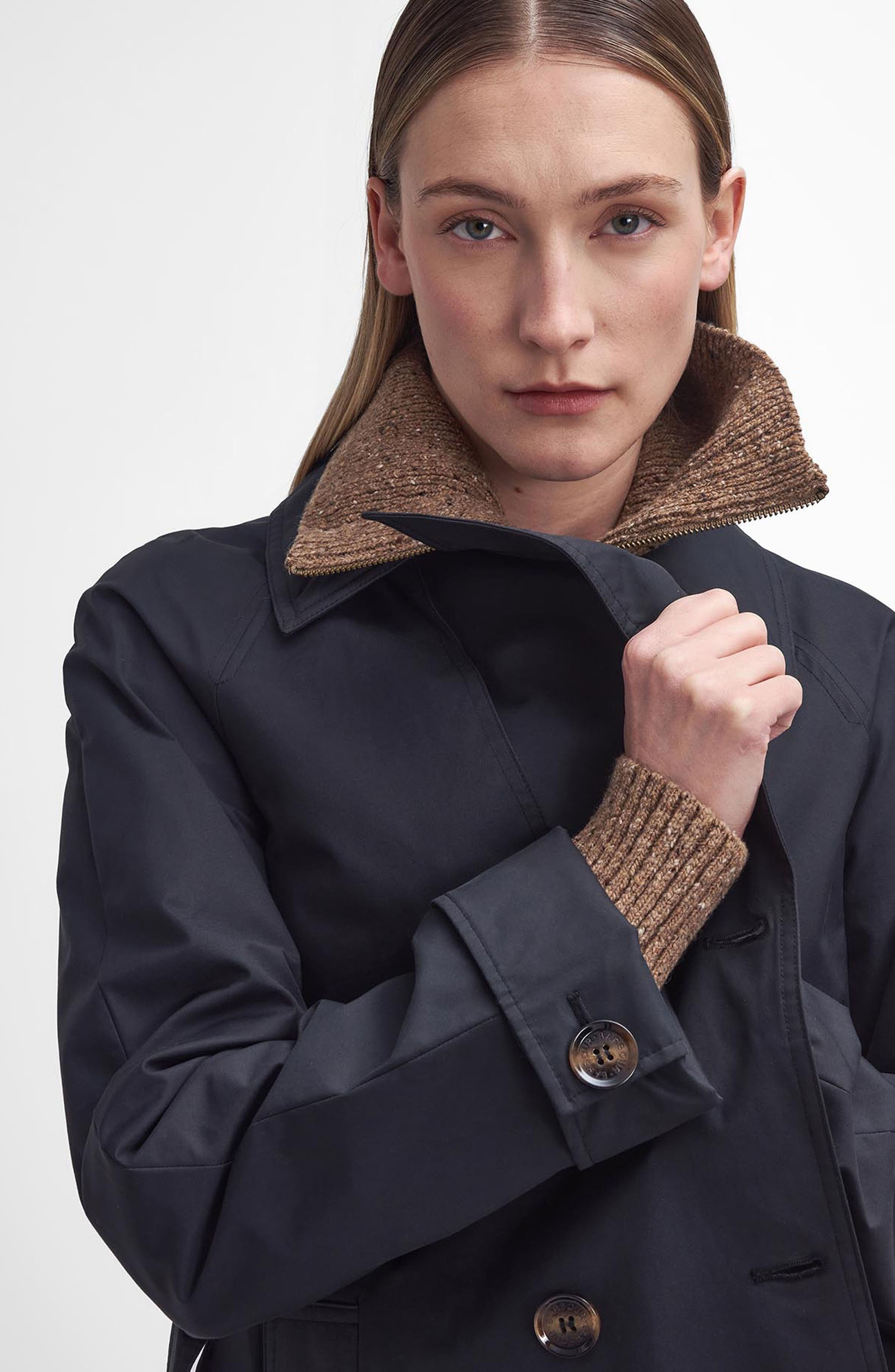 Barbour Gwyn Water Resistant Trench Coat in Black/Muted Cabernet Tartan at Nordstrom - 7