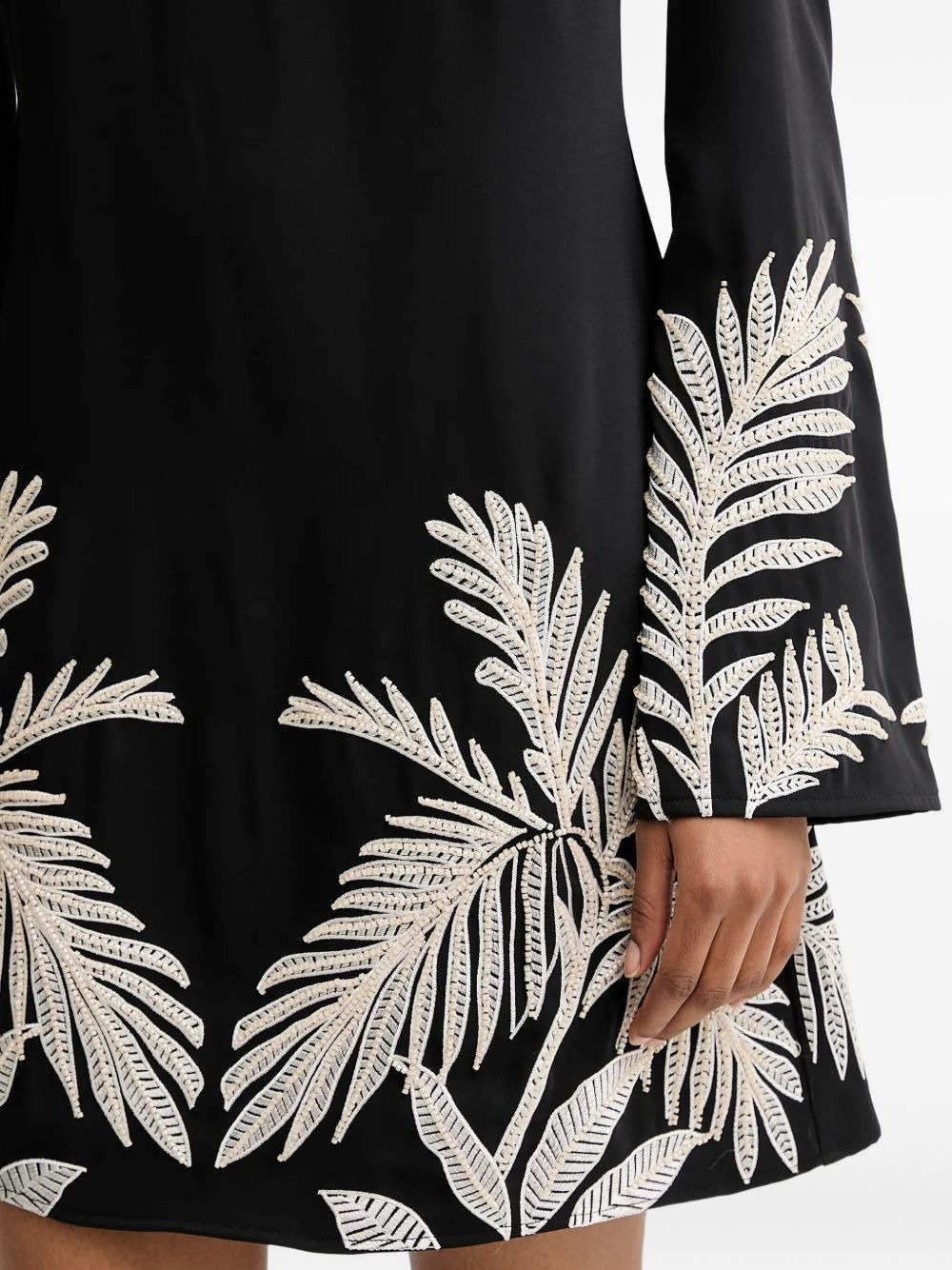 embellished leaf-print mini dress - 5