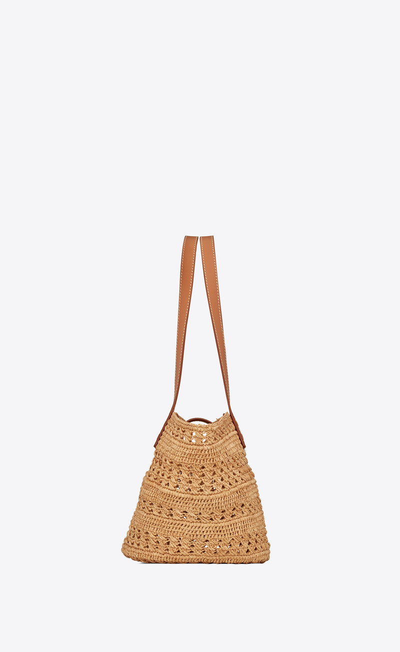 panier small bag in crochet raffia and smooth leather 3