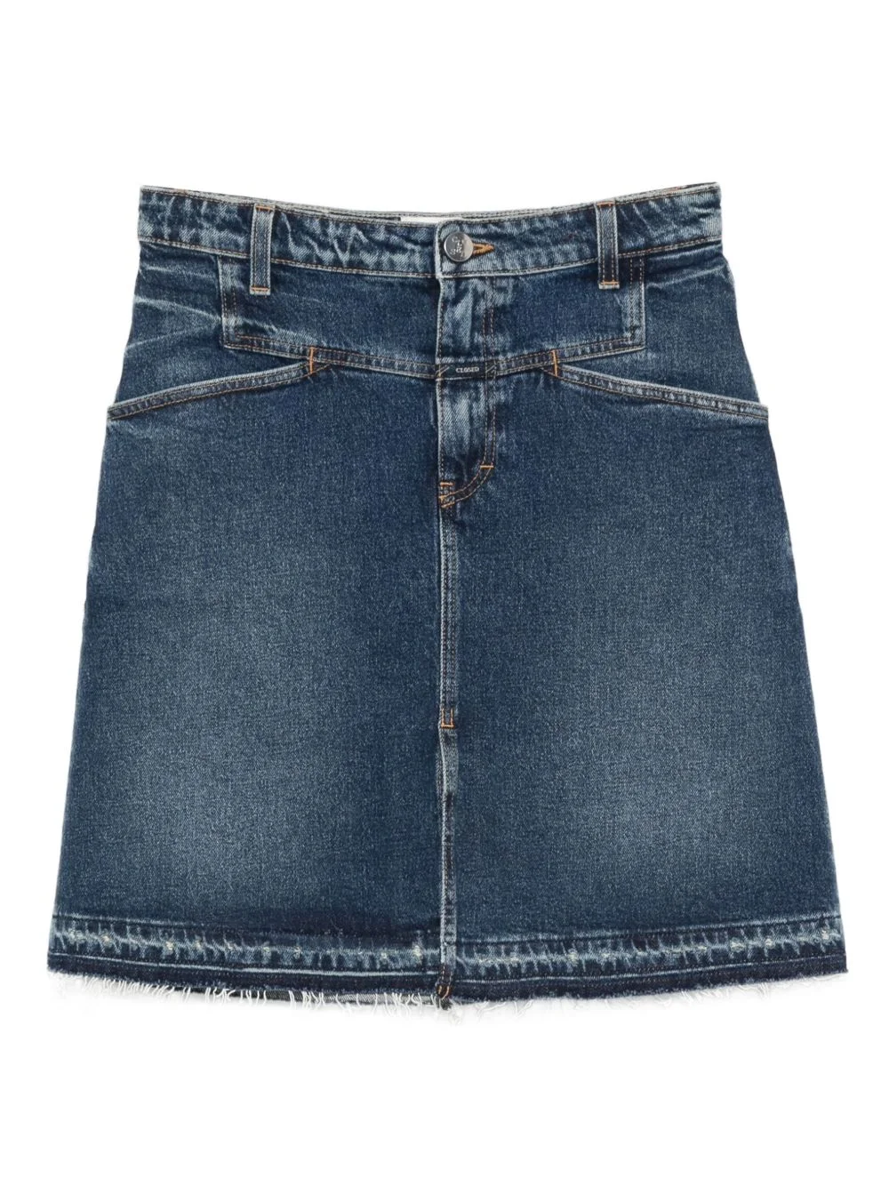 raw-cut denim mini skirt - 1