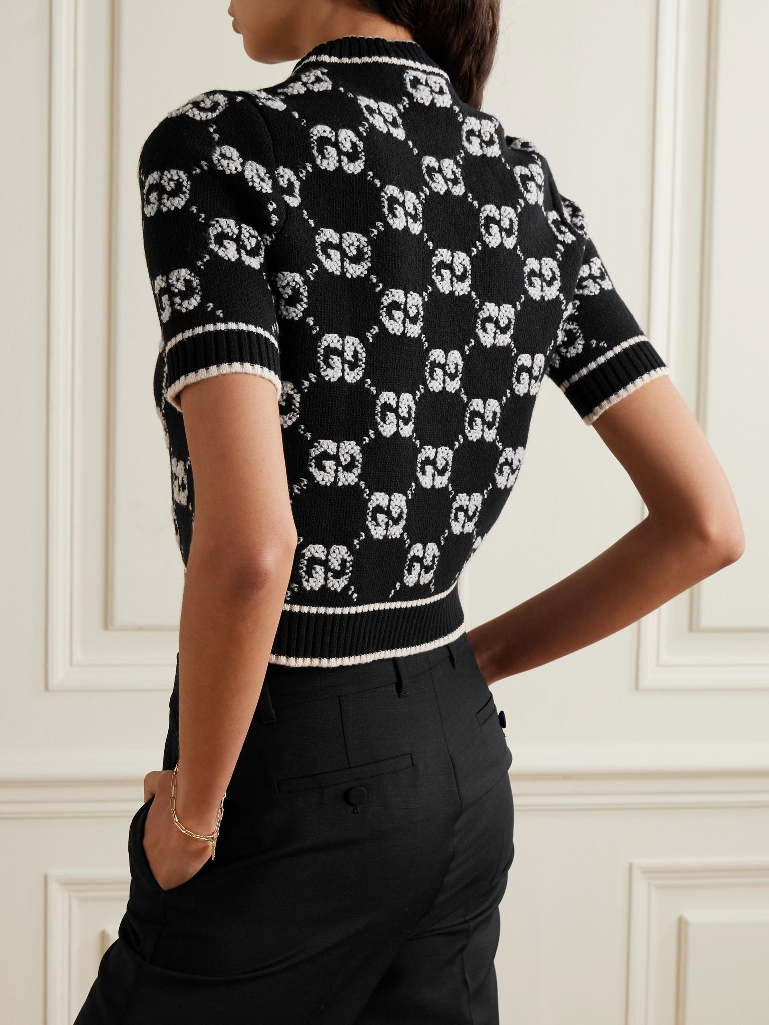 Jacquard-knit wool-bouclé sweater Black - 3