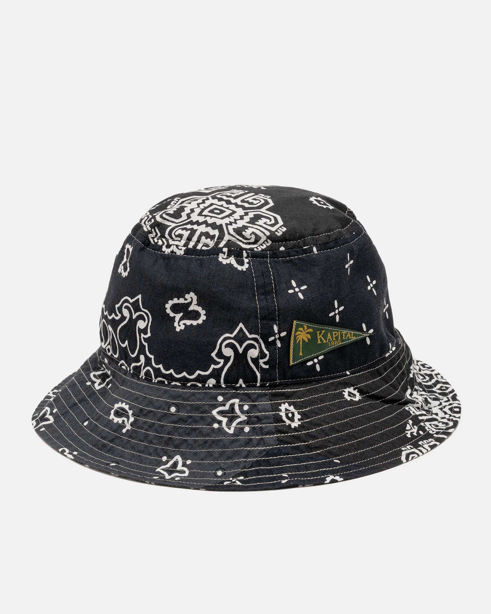 Bandana Patchwork BUCKET Hat Purple Black - 3