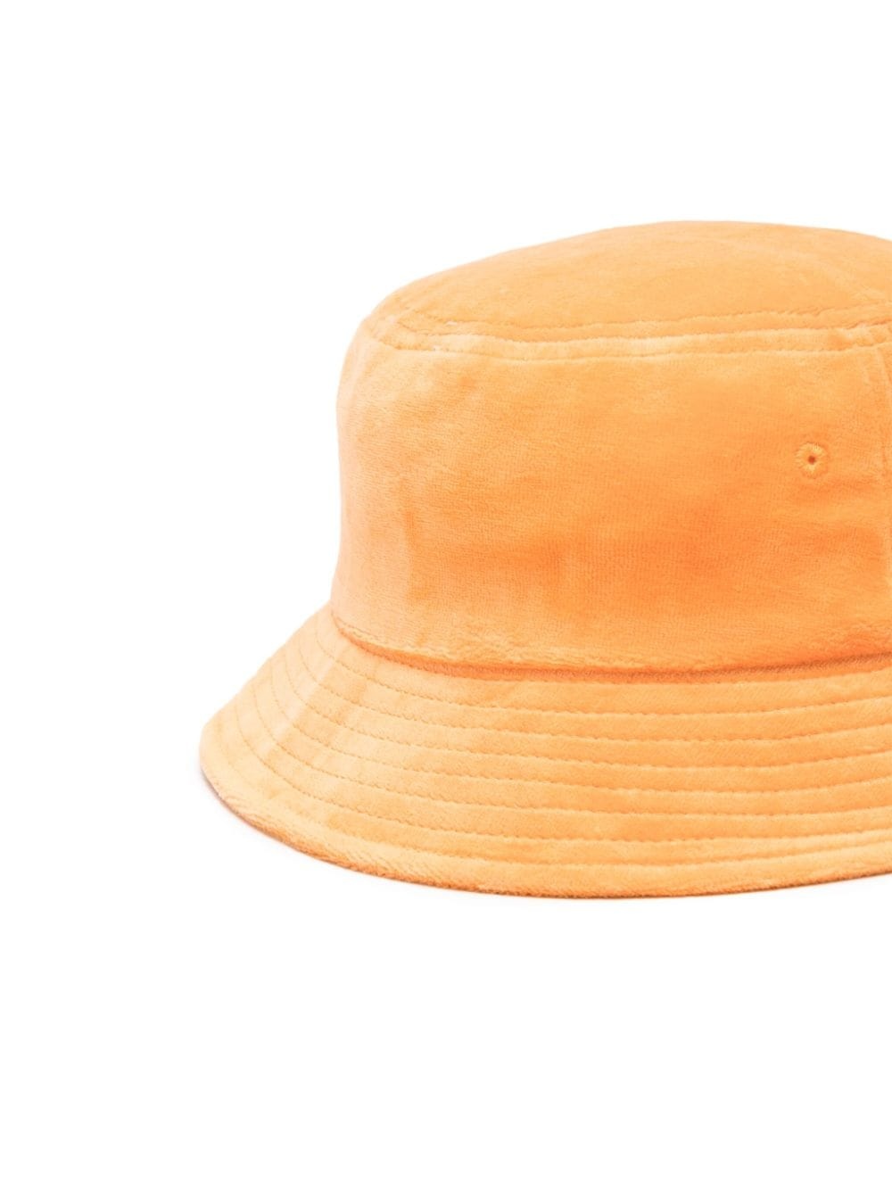 logo-embroidered cotton velvet bucket hat - 2