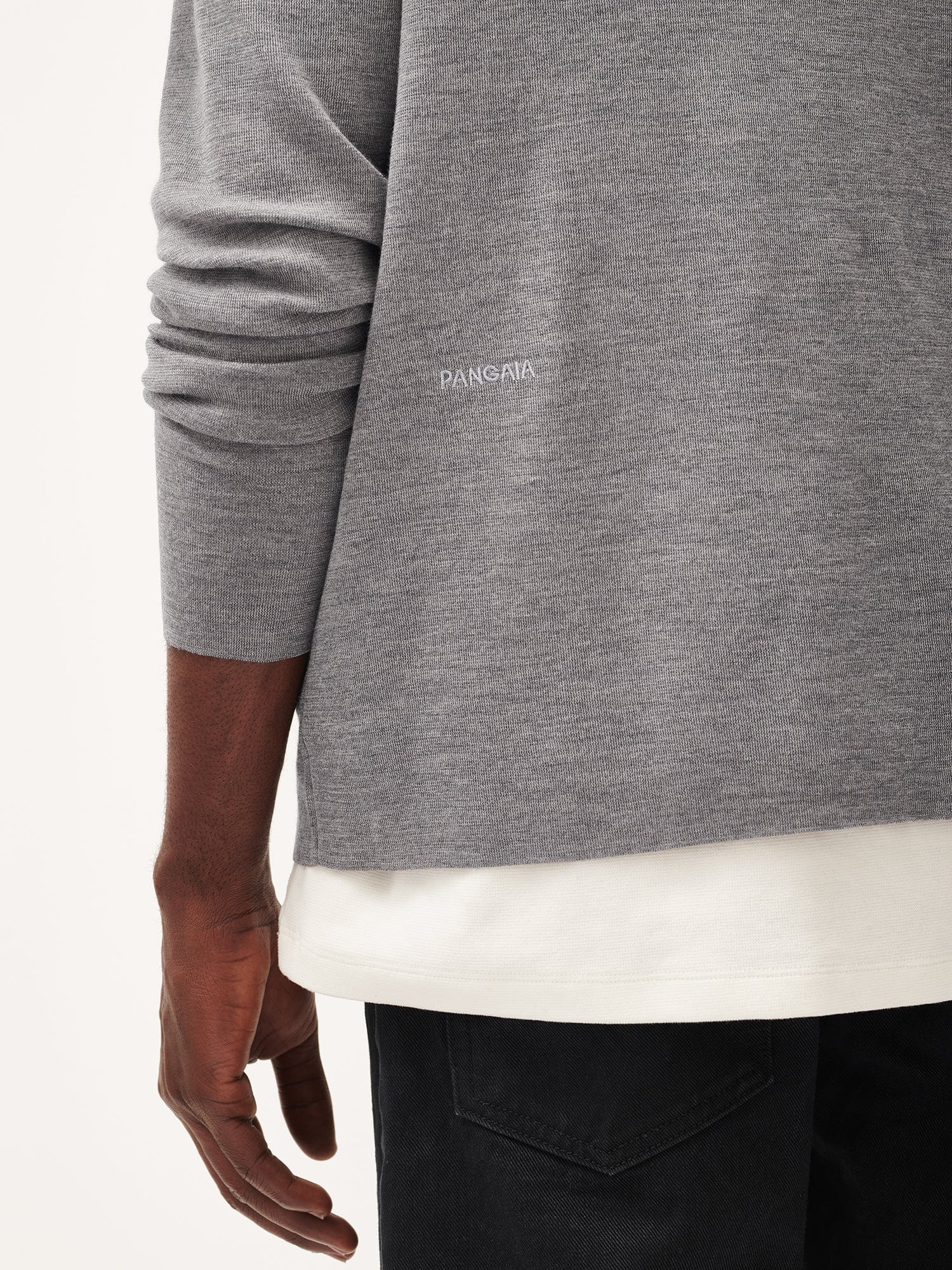 Mens Regenerative Merino Wool Half-Zip Sweater - Grey Marl - 5