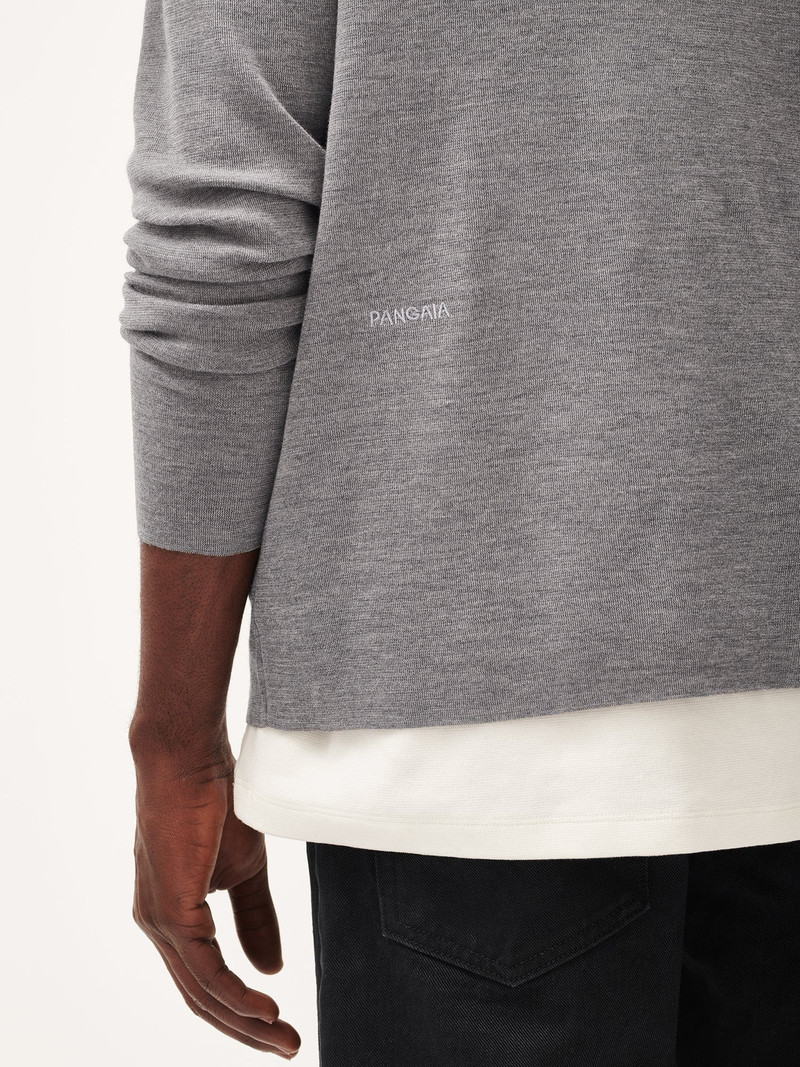 Mens Regenerative Merino Wool Half-Zip Sweater - Grey Marl 5