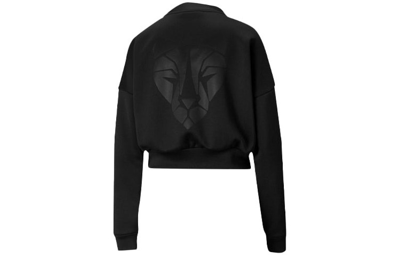 PUMA (WMNS) PUMA Train Logo Printing Short Round-neck Sweatshirt Black 519480-01 outlook