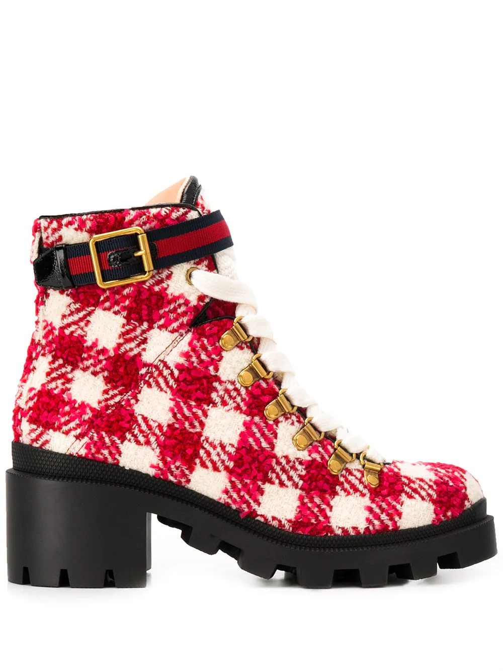 block heel checked boots - 1