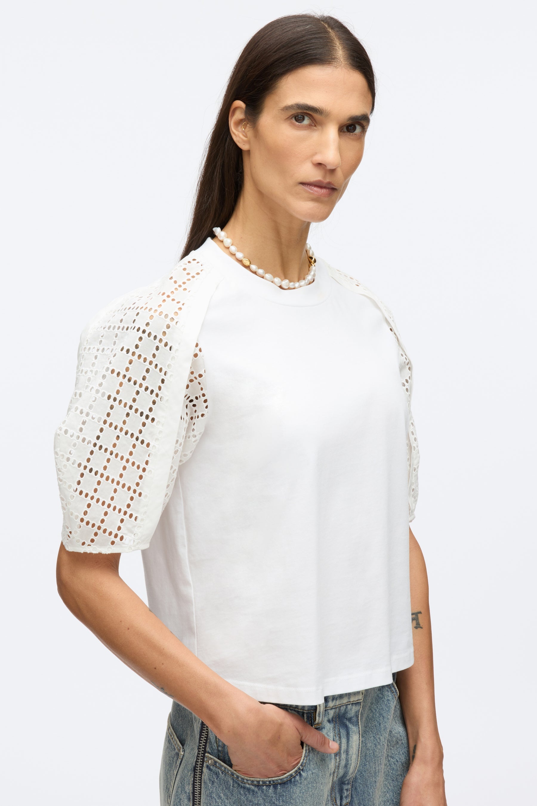 Broderie Anglaise Combo Tee - 6