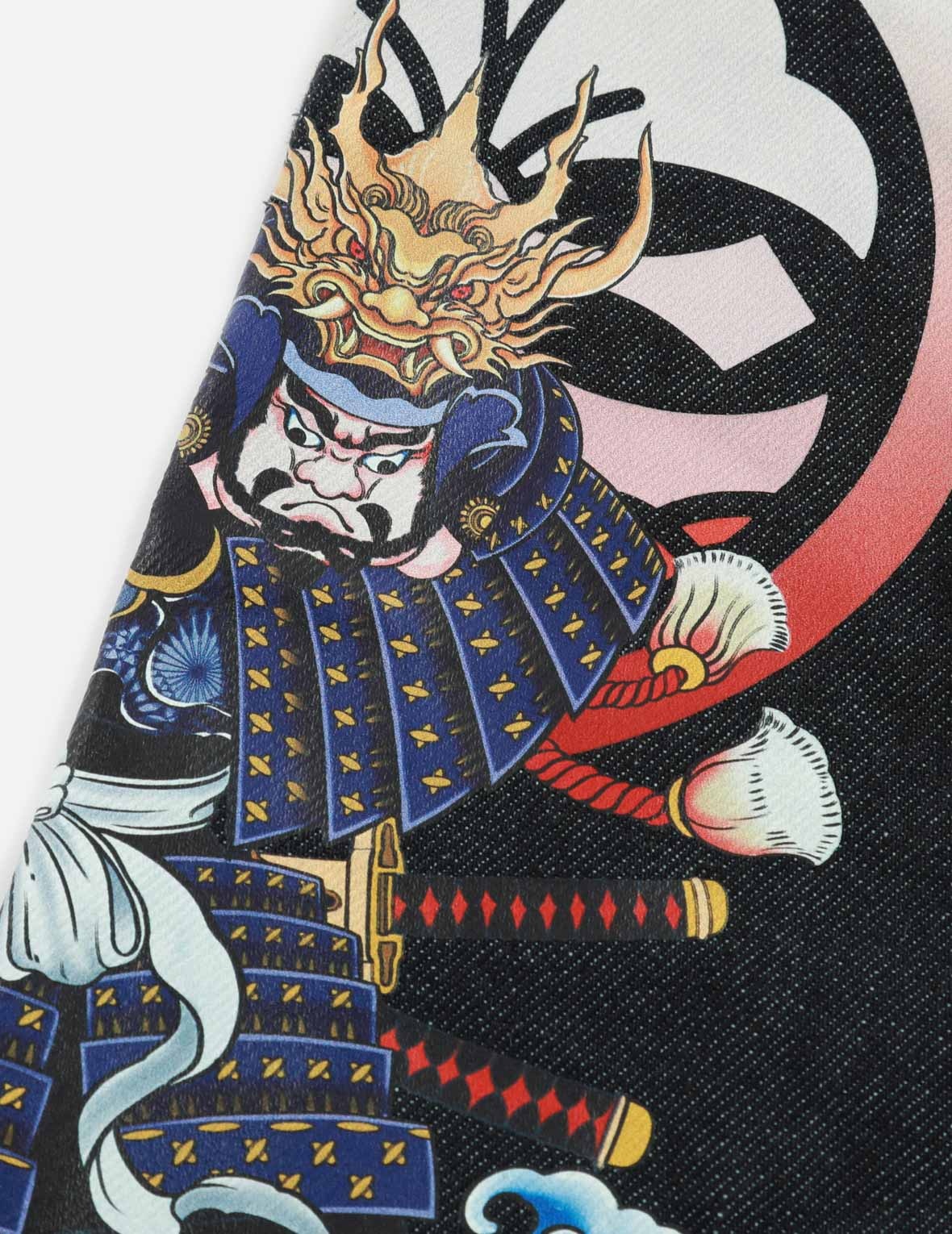 SAMURAI PRINT AND SEAGULL EMBROIDERY SLIM-FIT JEANS #2010 - 7