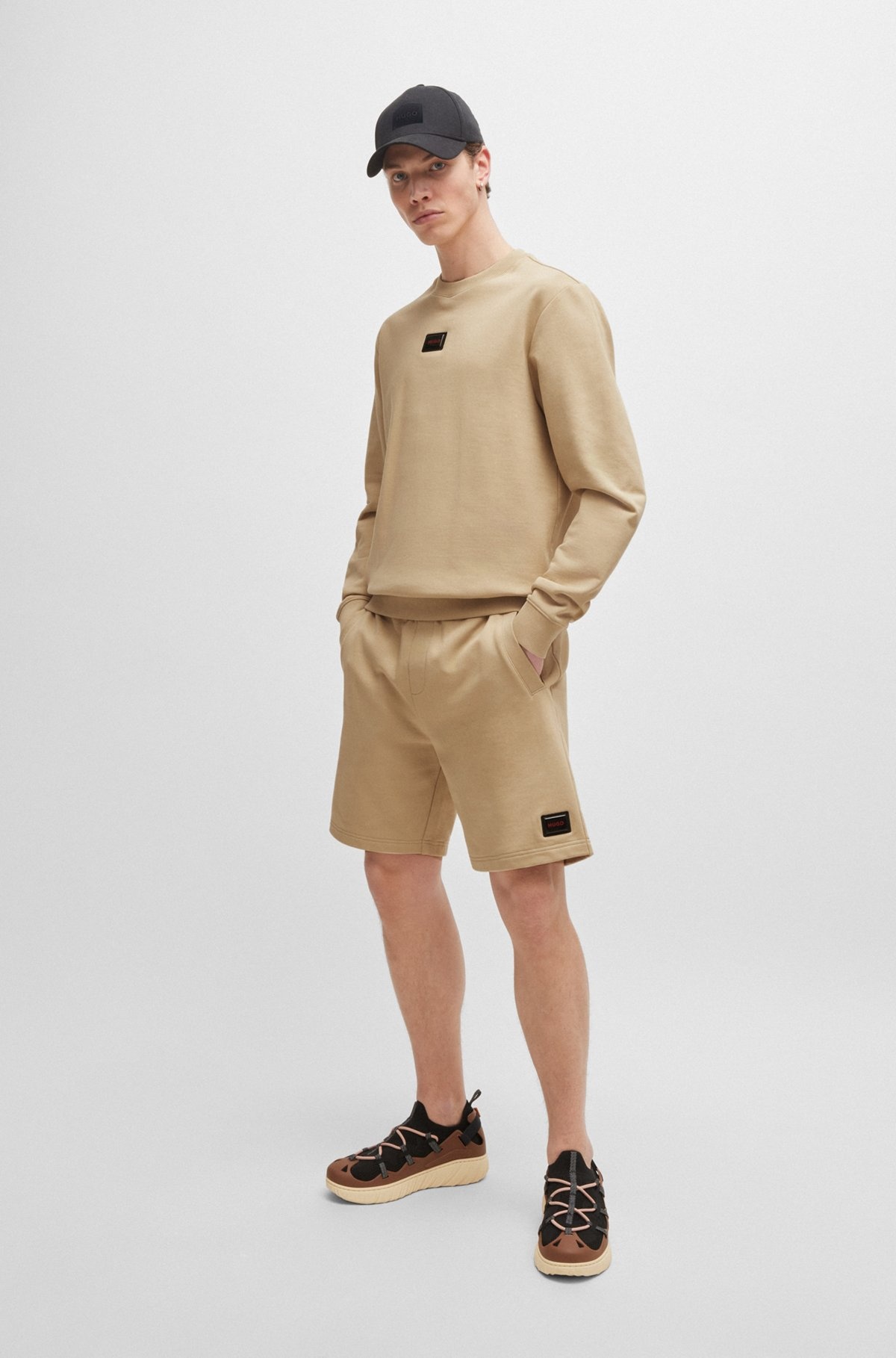 COTTON-TERRY RELAXED-FIT SHORTS WITH LOGO TRIM - 4