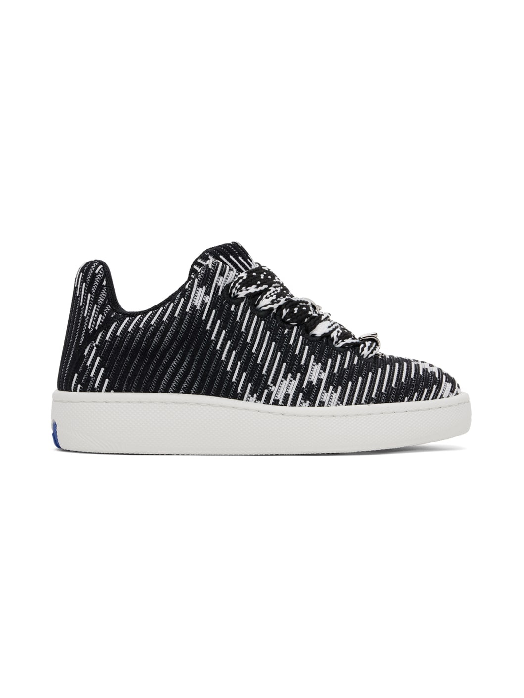 Black & White Check Knit Box Sneakers - 1