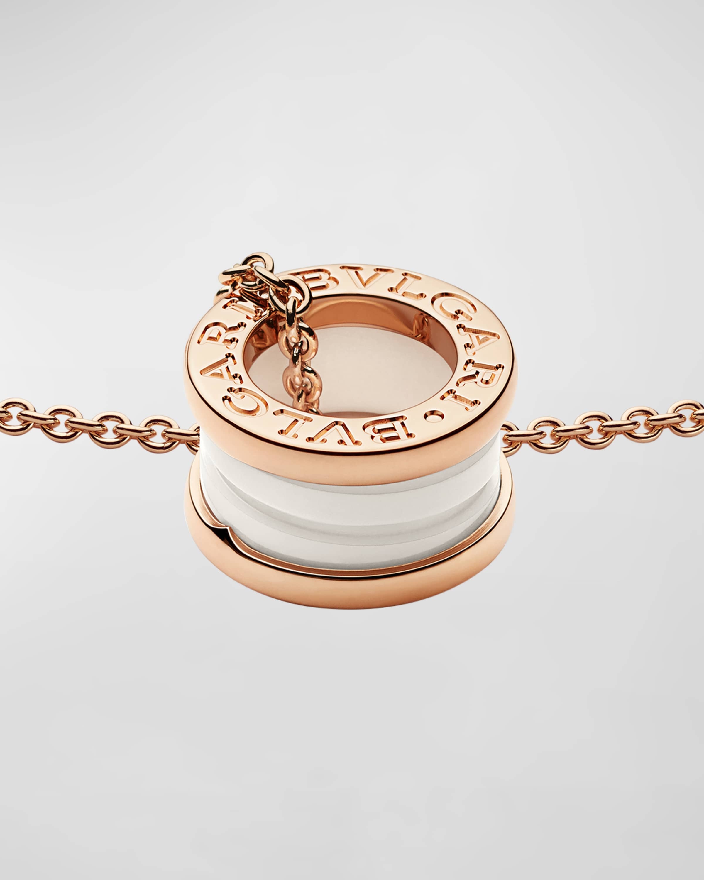 B.Zero1 Pendant Necklace in Pink Gold and White Ceramic - 7