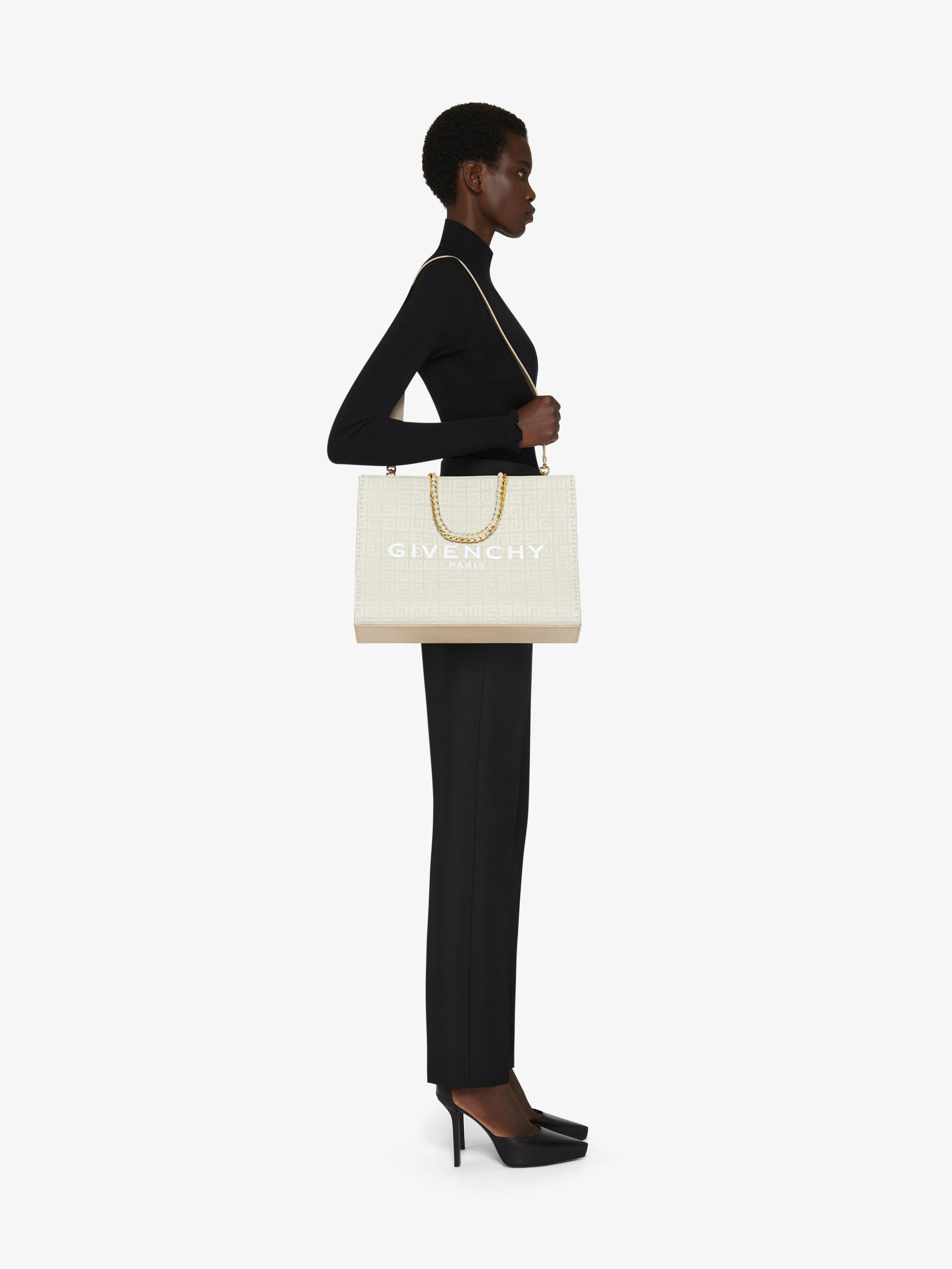 MEDIUM G-TOTE SHOPPING BAG IN 4G EMBROIDERED CANVAS - 3