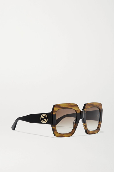 GUCCI Oversized square-frame tortoiseshell acetate sunglasses outlook