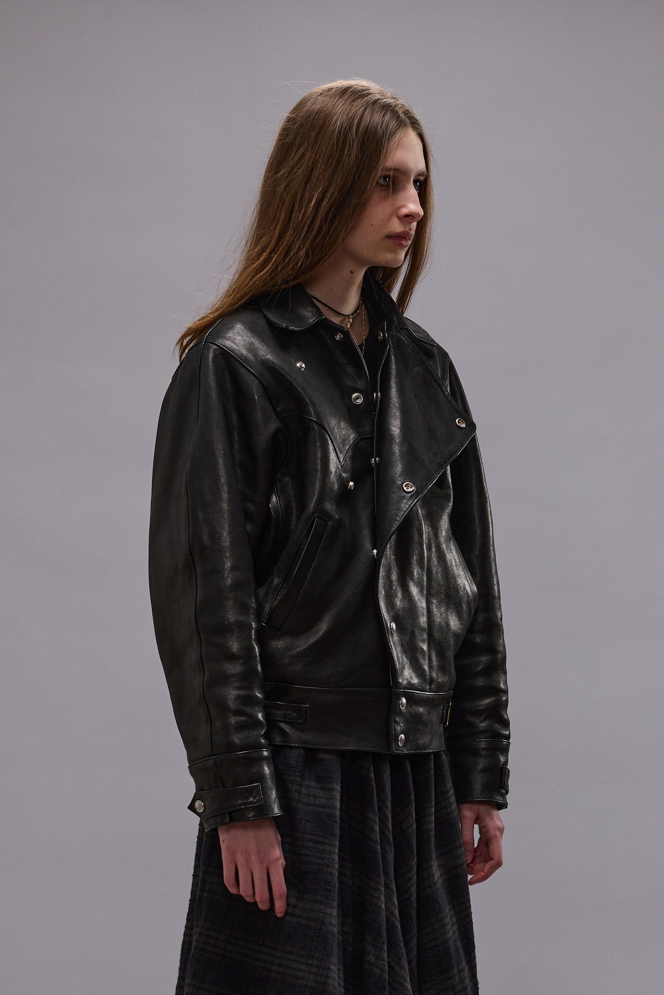 ASYMMETRICAL SNAP JACKET - BLACK -R13 - 4