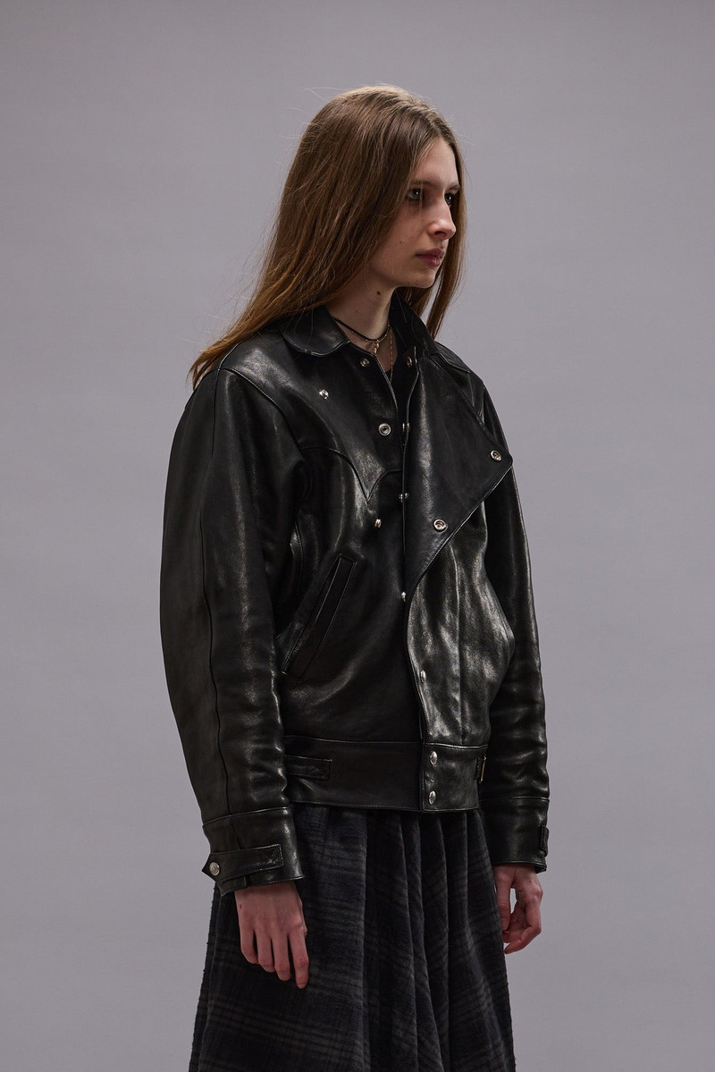 ASYMMETRICAL SNAP JACKET - BLACK -R13 4