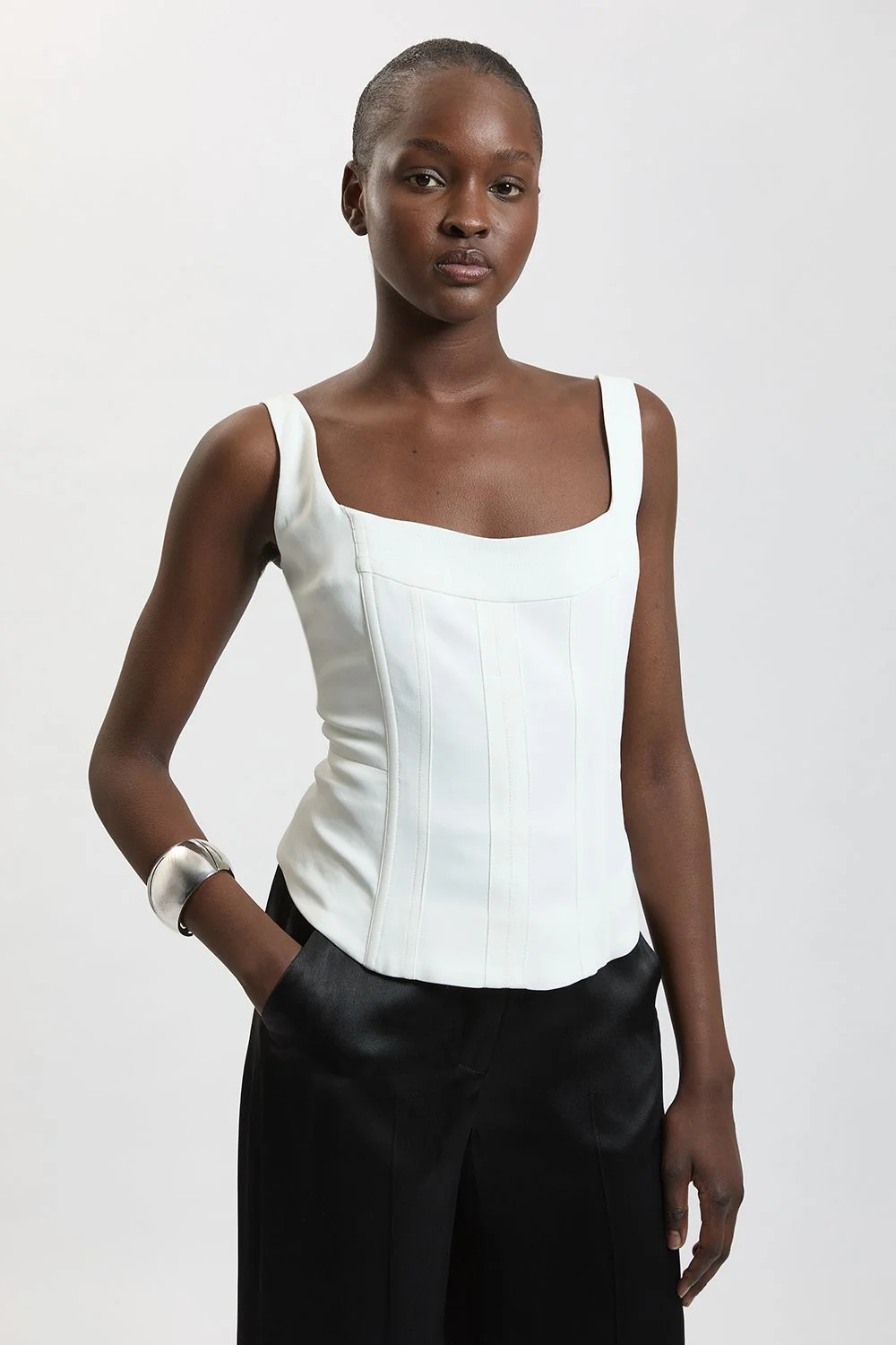 Petite Compact Viscose Corset Top - 1