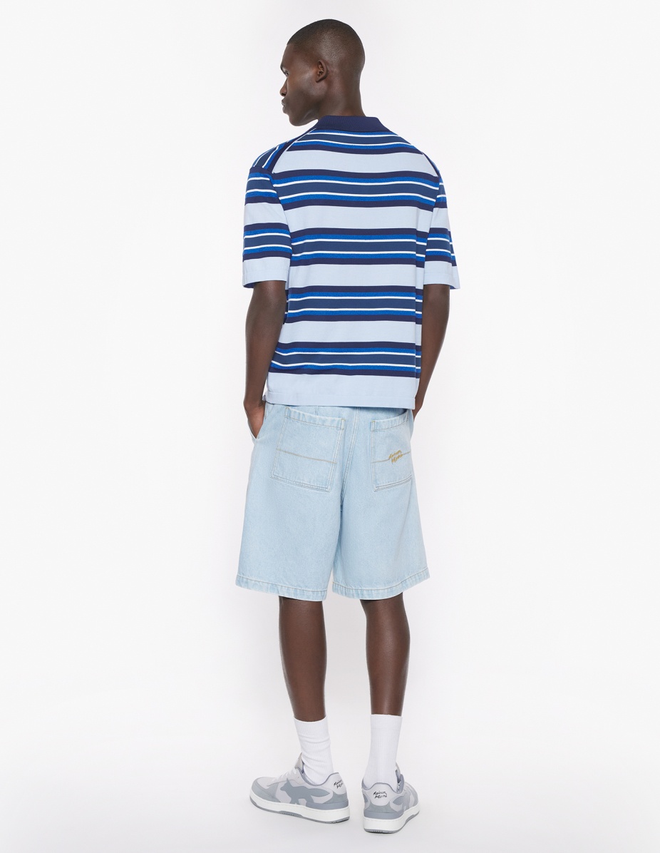 BOLD FOX HEAD PATCH FINE GAUGE STRIPED POLO - 5
