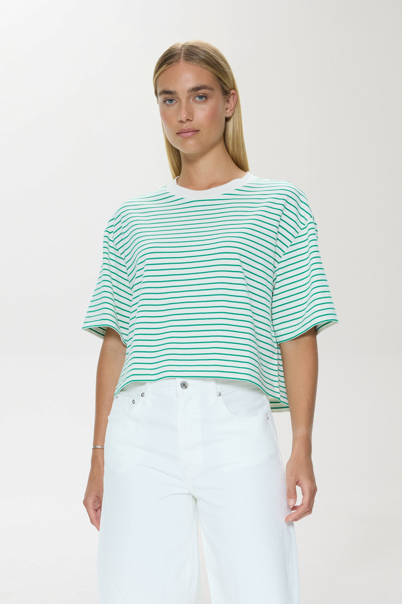 MAE CROPPED TEE - VERT STRIPE 1