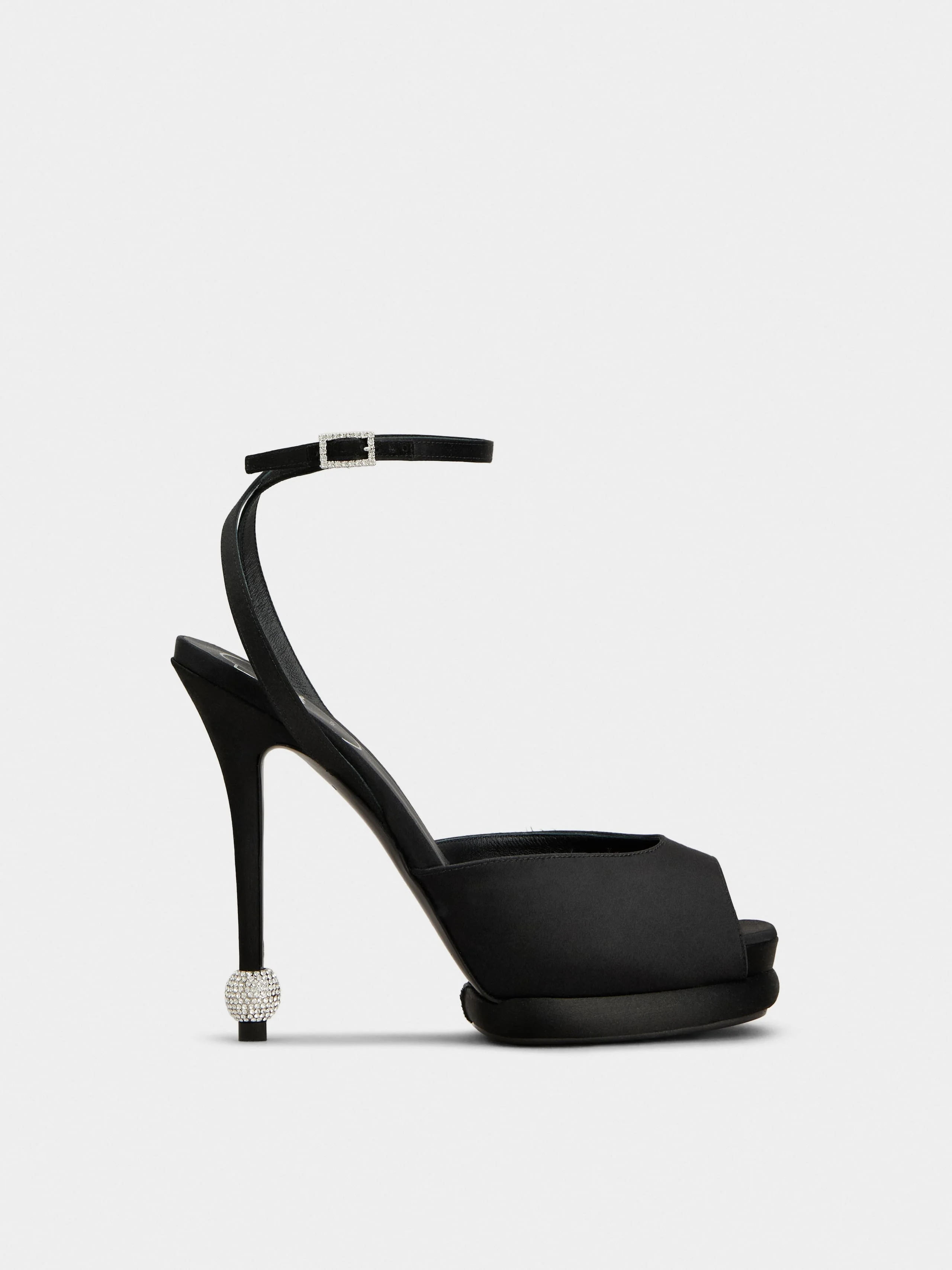 Jewel Heel Sandals in satin - 1
