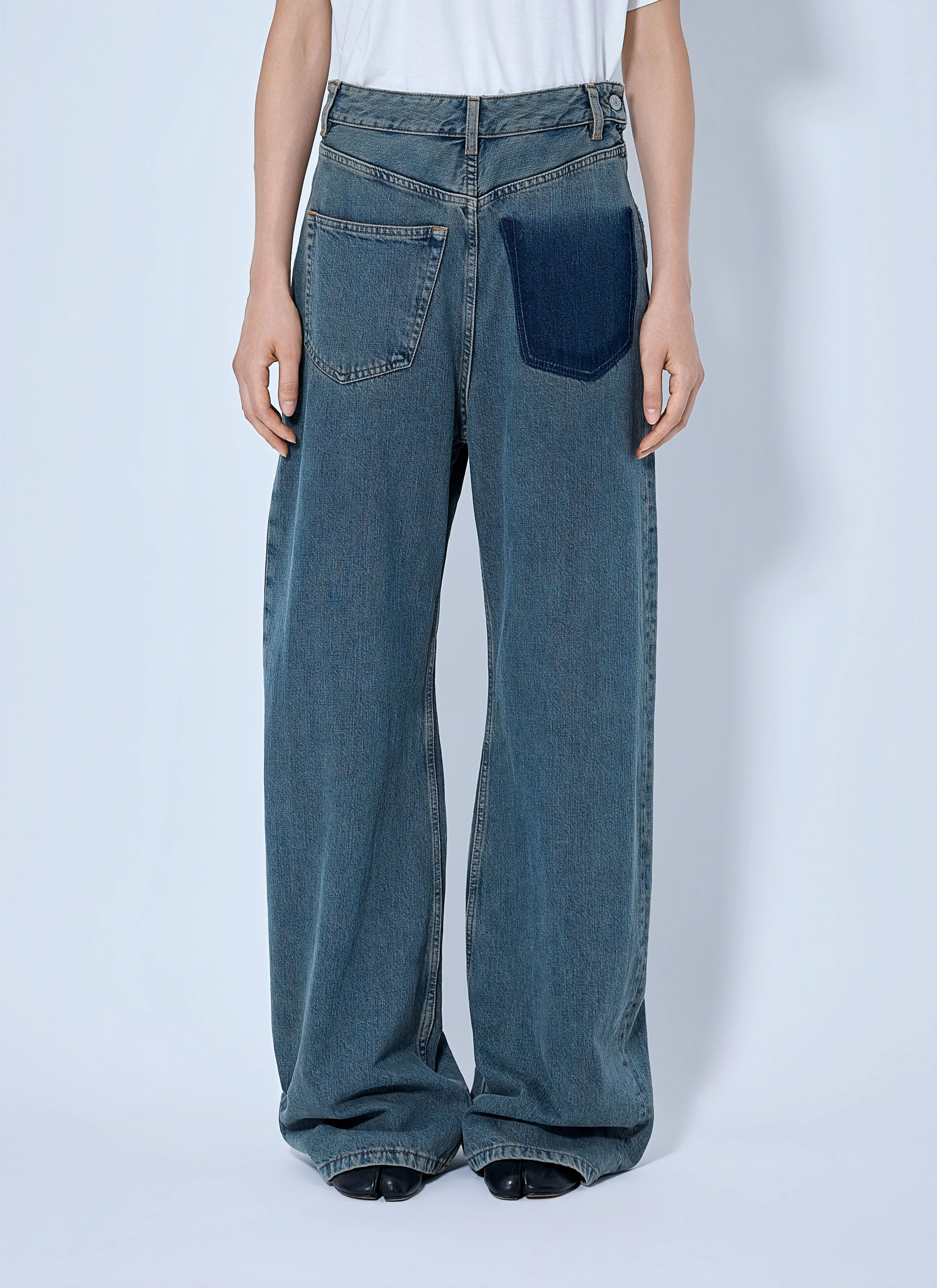 Patch Pocket Wide-Leg Jeans - 1