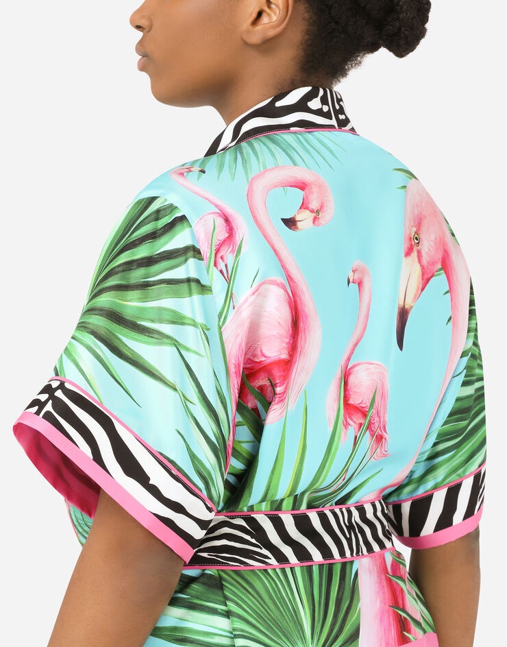 Flamingo-print twill shirt - 8