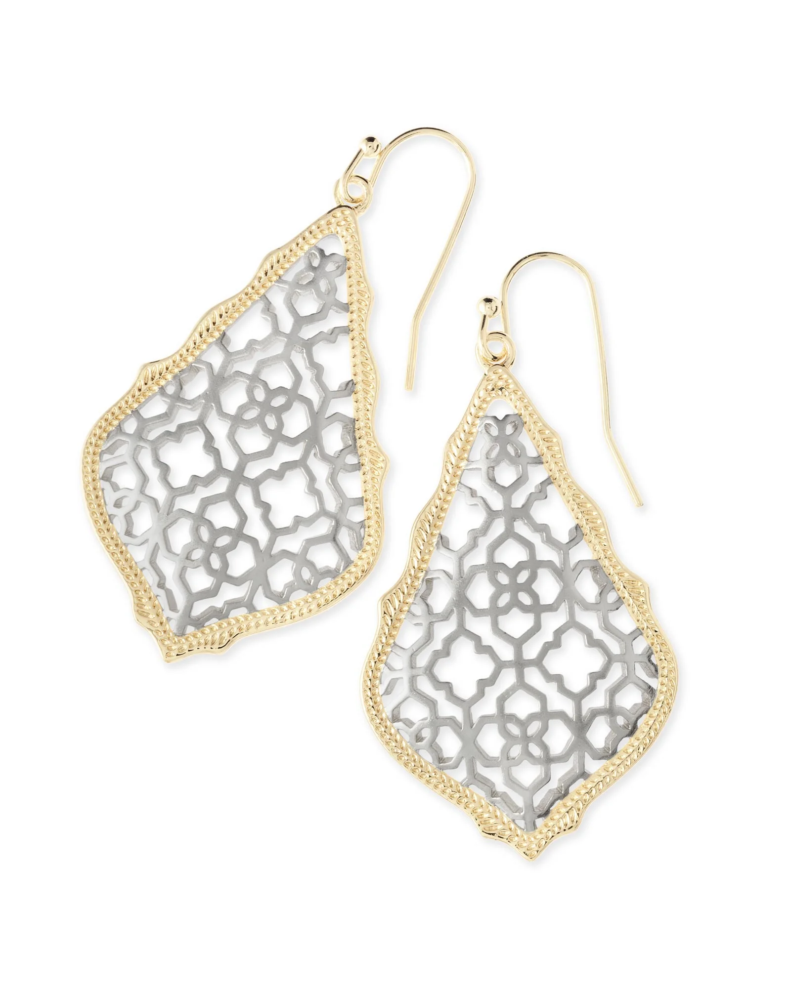 Addie Gold Drop Earrings in Silver Filigree Mix - 1