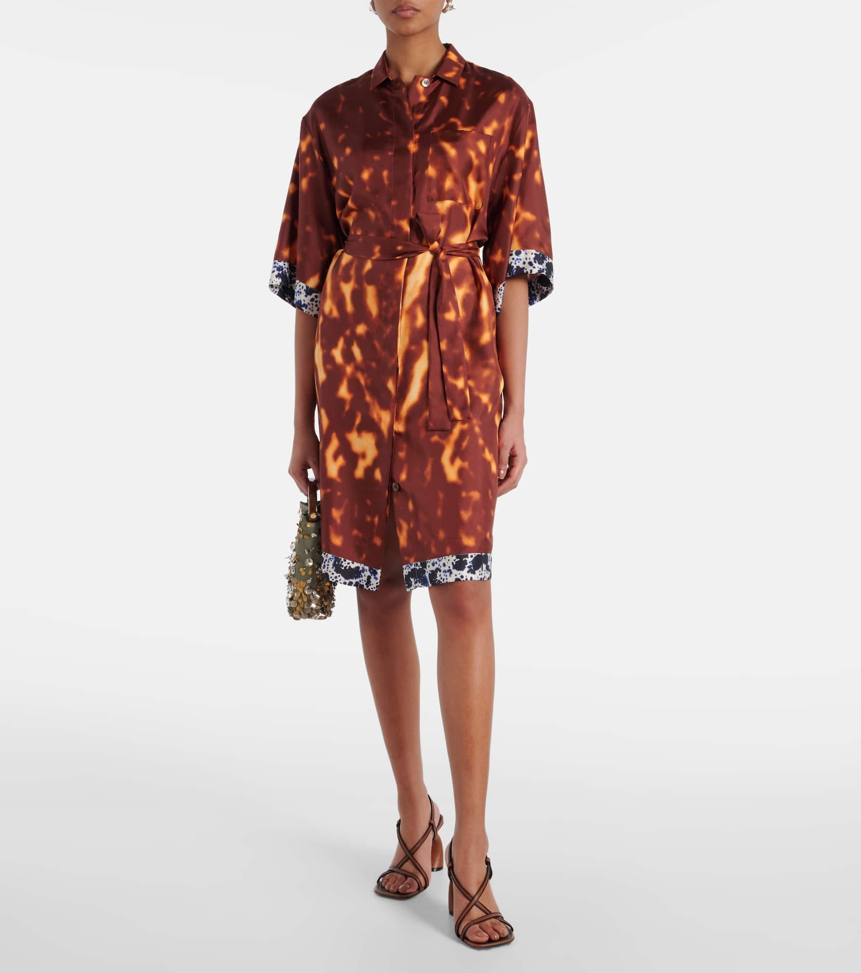 Belted printed silk shirt dress - 2