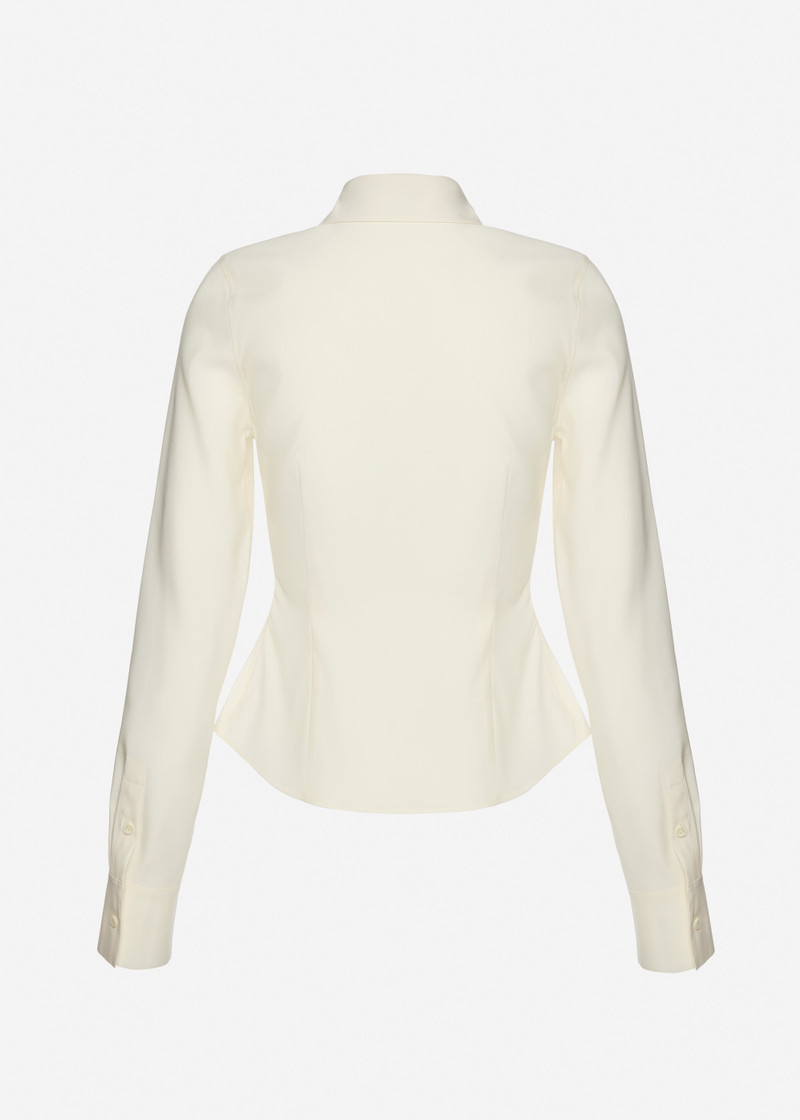 Tailored wool and silk shirt in cream 2