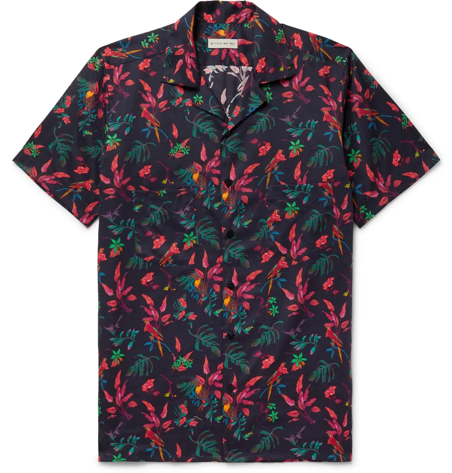 Camp-Collar Printed Cotton Shirt - 1