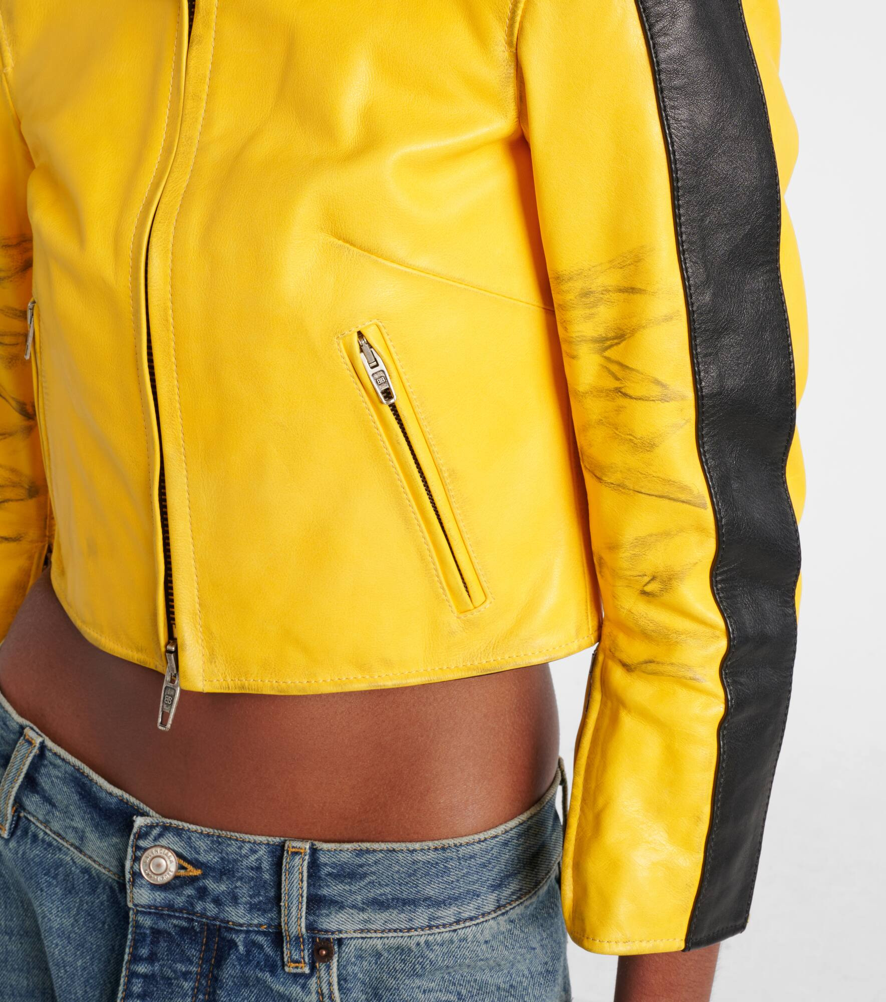 Cropped leather jacket - 5
