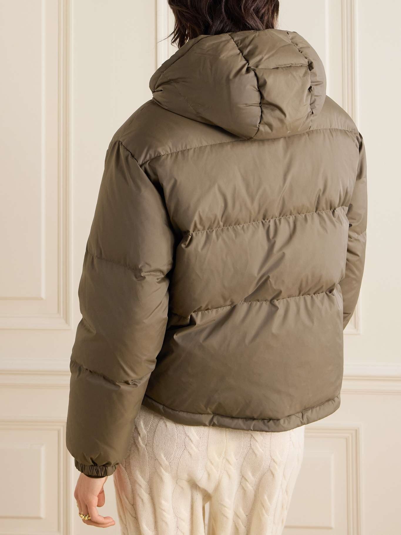 Equestrian Drop logo-appliquéd quilted shell hooded down jacket Brown - 4