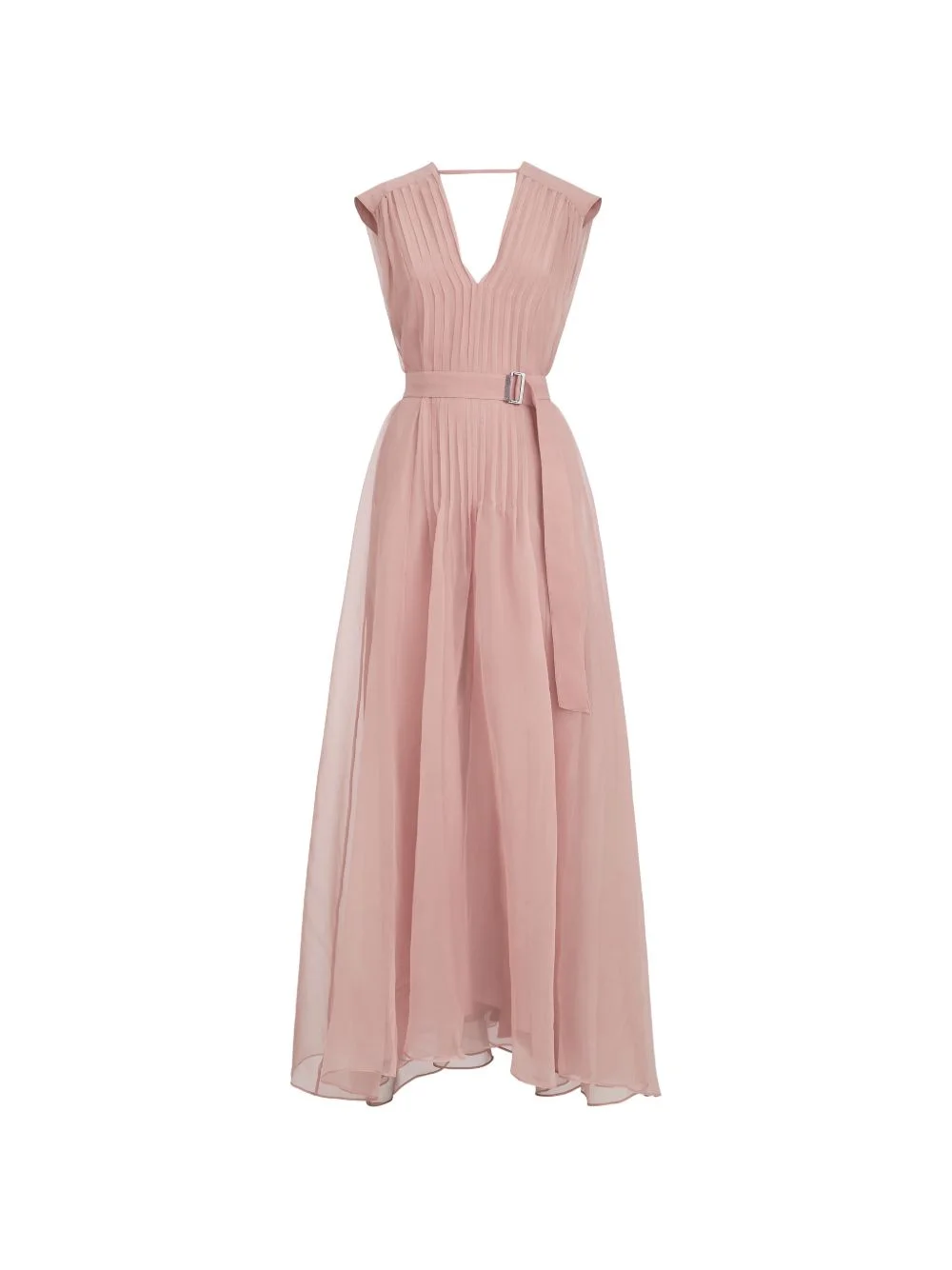 belted pleated silk maxi dress - 1