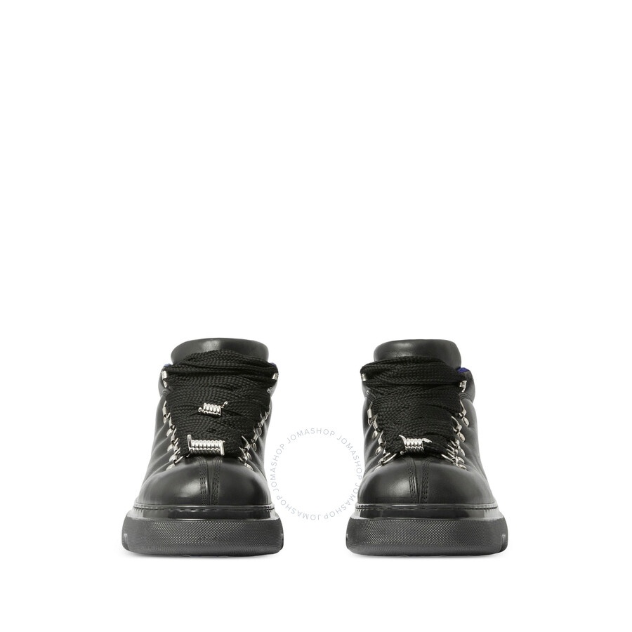 Burberry Black Leather Lace-Up Trek Boots - 4