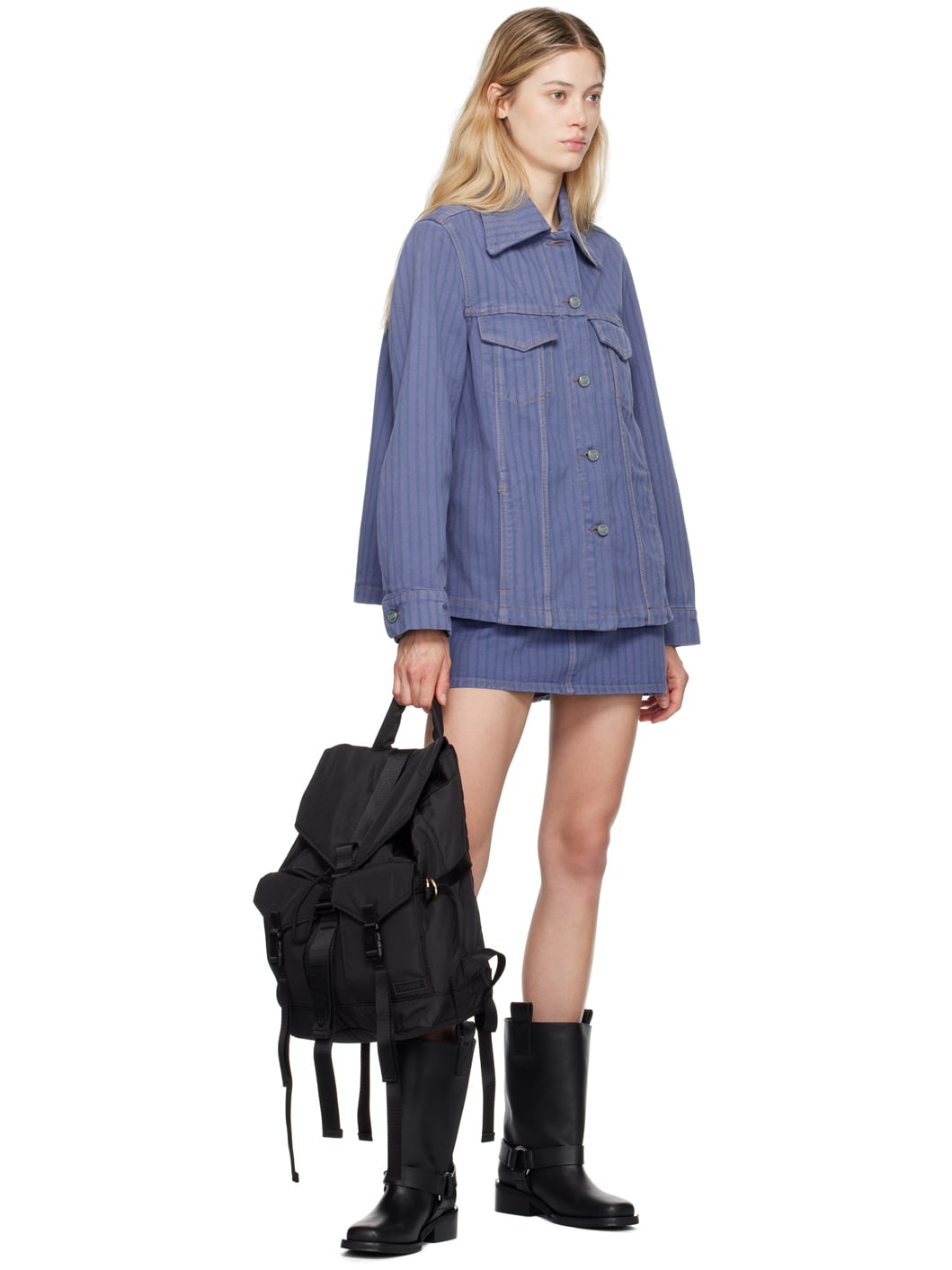 Blue Stripe Overdyed Denim Jacket - 4