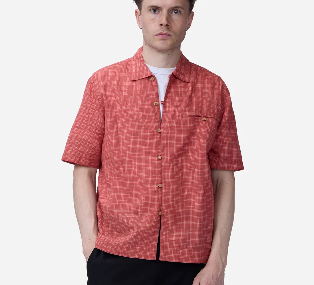 Short Sleeve Loop Shirt ~ Red Microcheck - 1