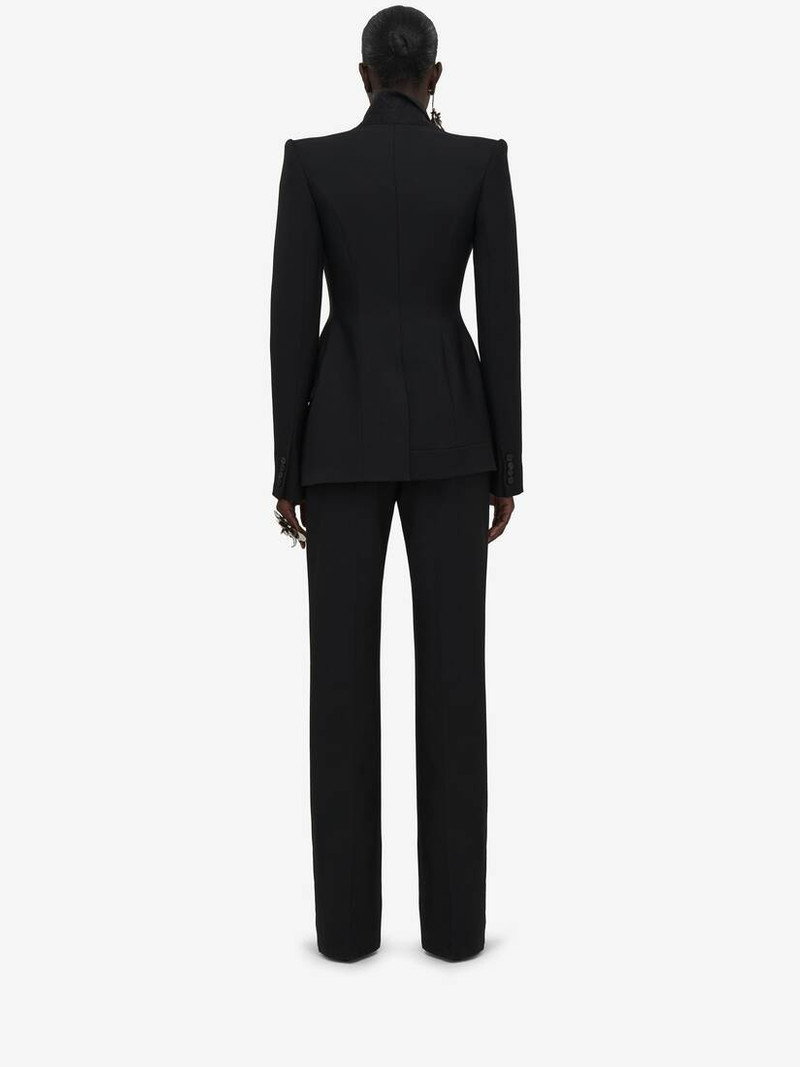 Women's High-waisted Tailored Trousers in Black 4