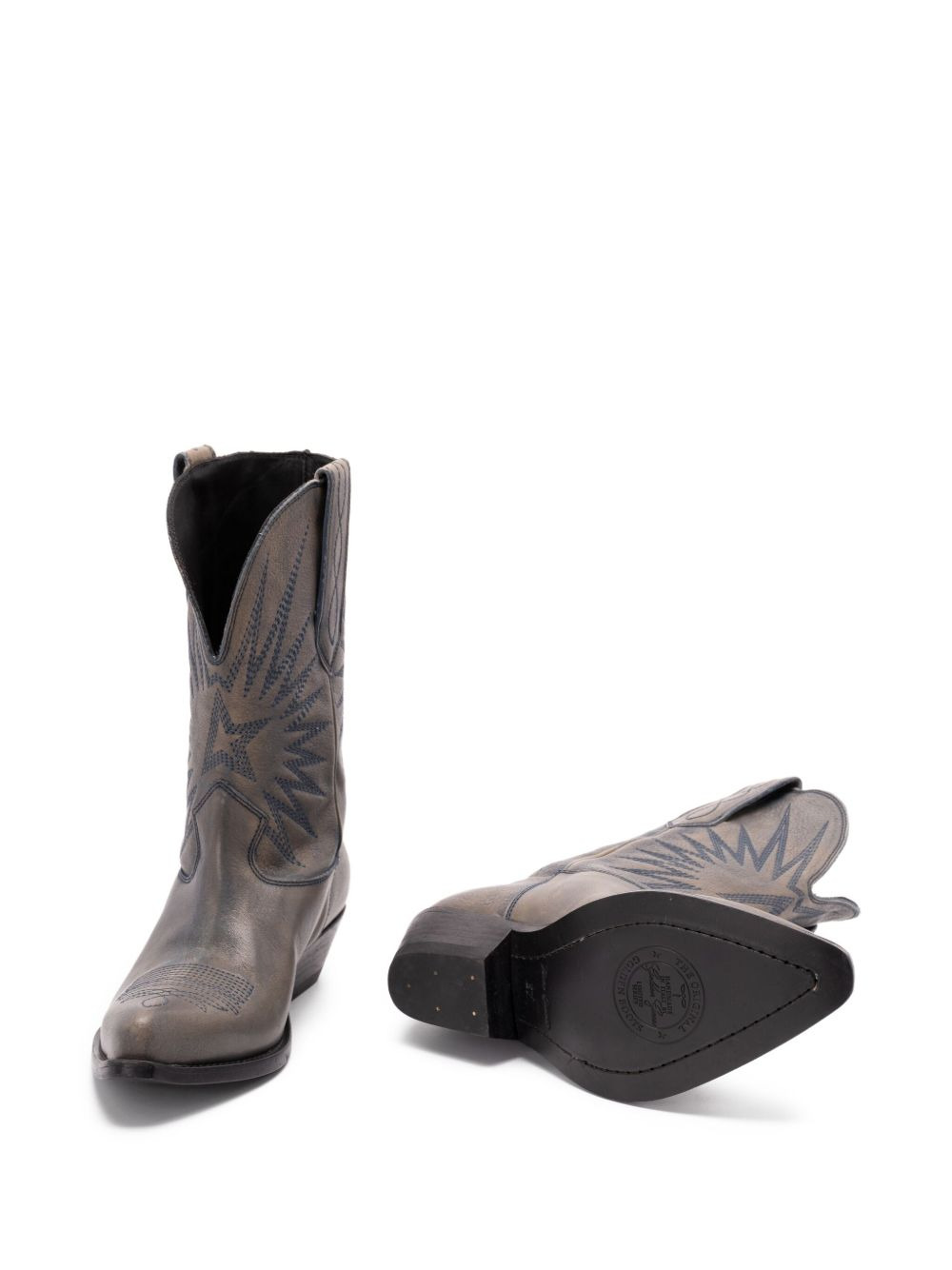 star-embroidered leather boots - 4