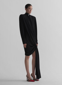 MUGLER black cascade boxy dress - 26W1RO1884196 | REVERSIBLE