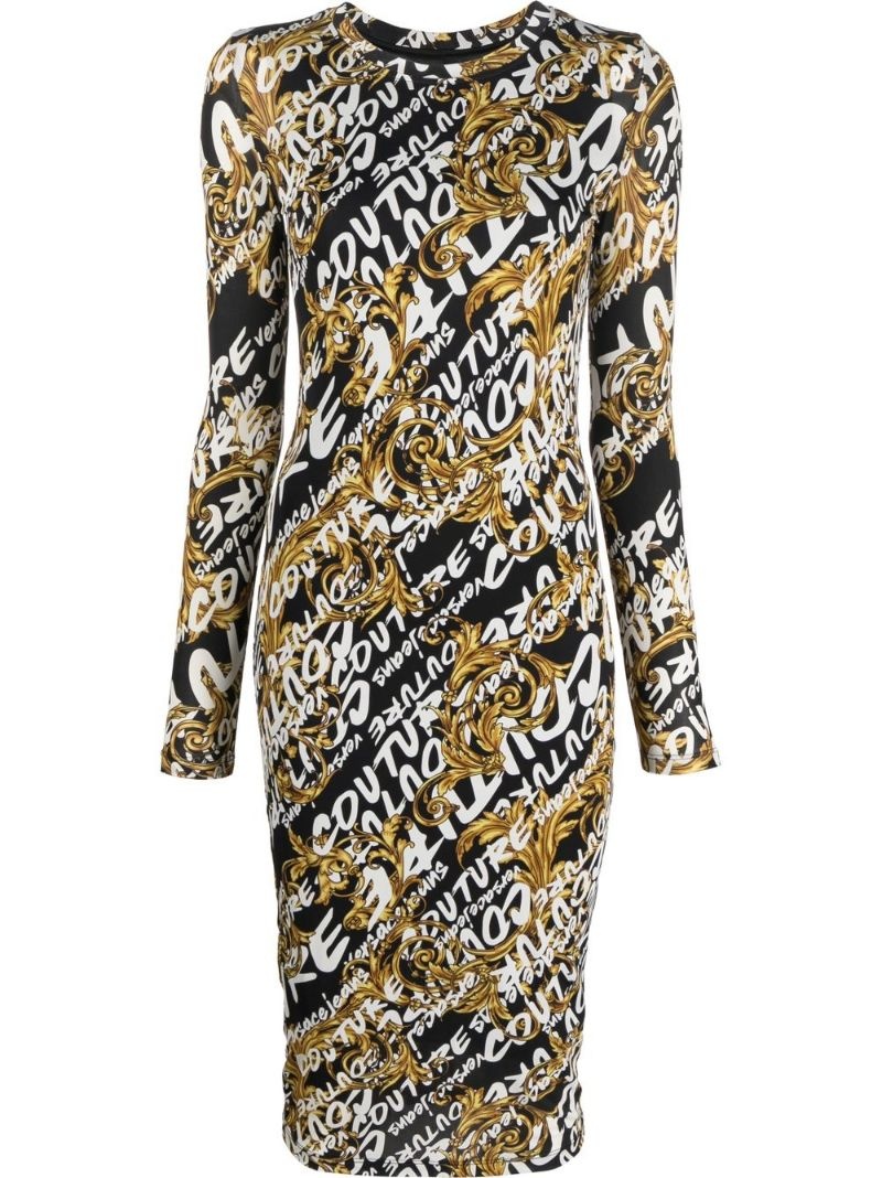 graphic-logo-print midi dress - 1