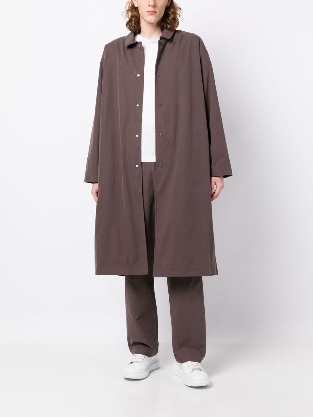 twill-weave single-breasted coat - 2